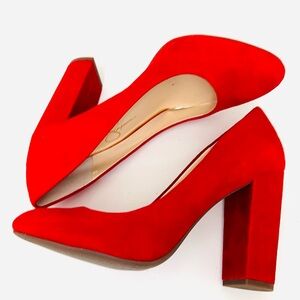 Jessica Simpson Red Suede Block Heels